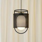 Solara Suspension Cylindre en Maille Accent en Laiton Industriel - Neutralighting