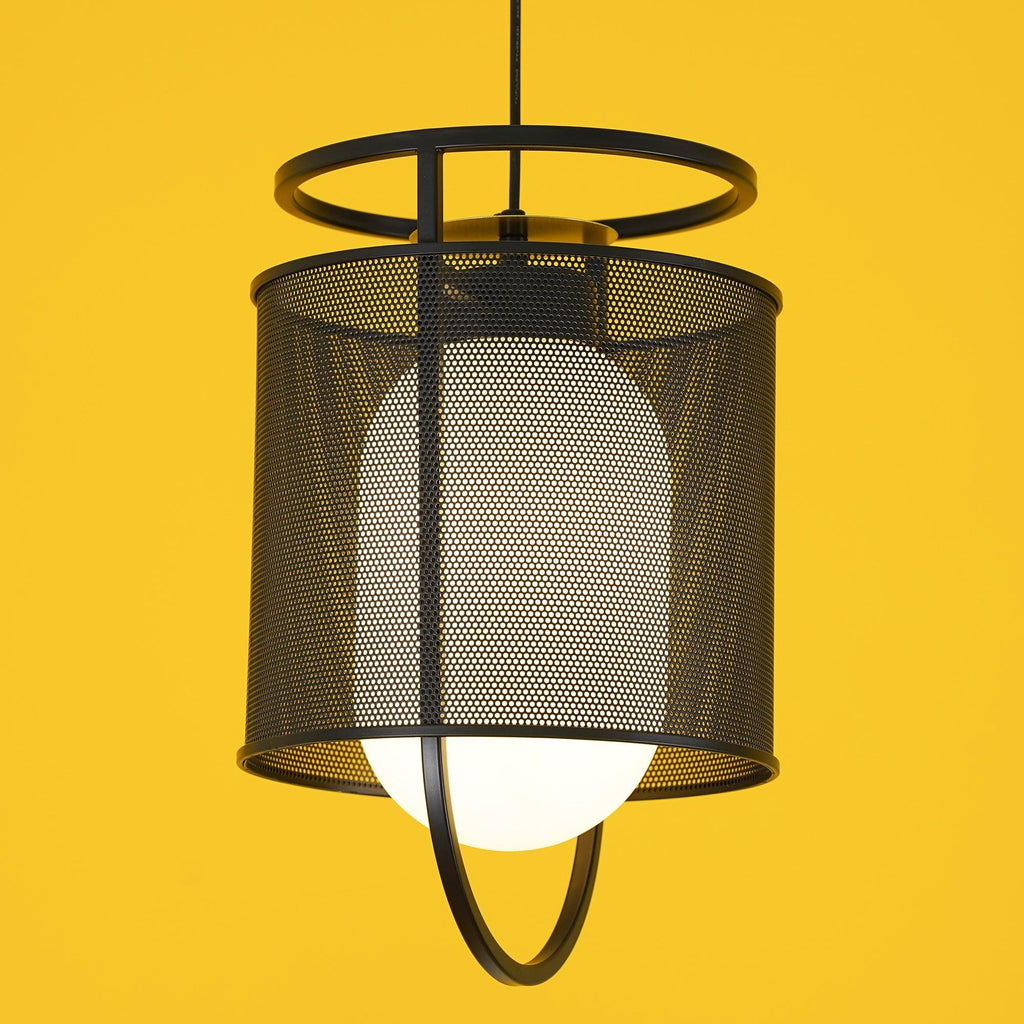 Solara Suspension Cylindre en Maille Accent en Laiton Industriel - Neutralighting
