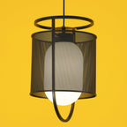 Solara Suspension Cylindre en Maille Accent en Laiton Industriel - Neutralighting