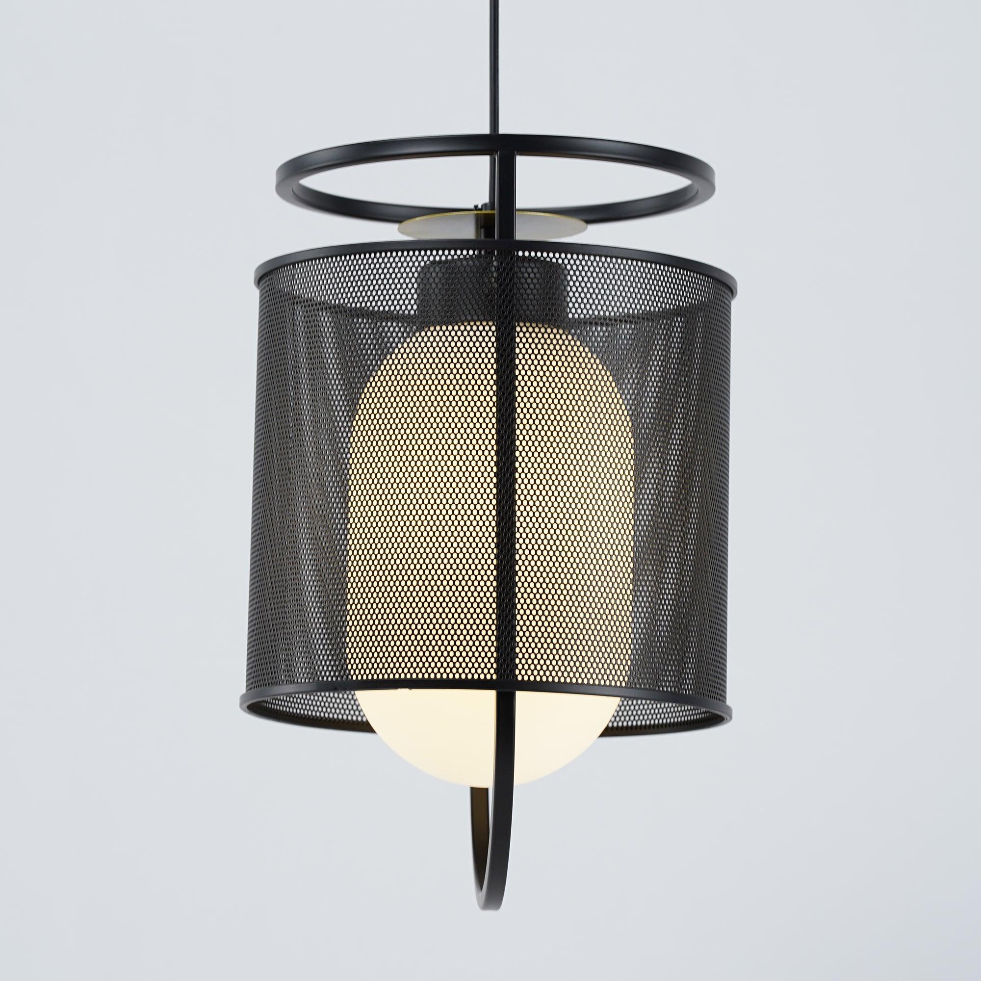 Solara Suspension Cylindre en Maille Accent en Laiton Industriel - Neutralighting