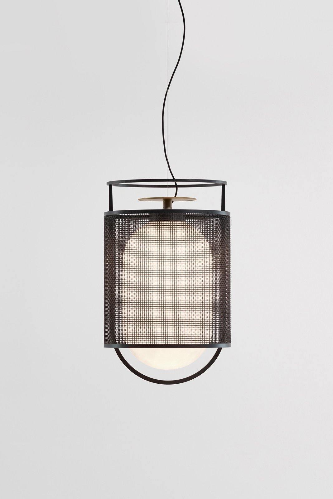 Solara Suspension Cylindre en Maille Accent en Laiton Industriel - Neutralighting