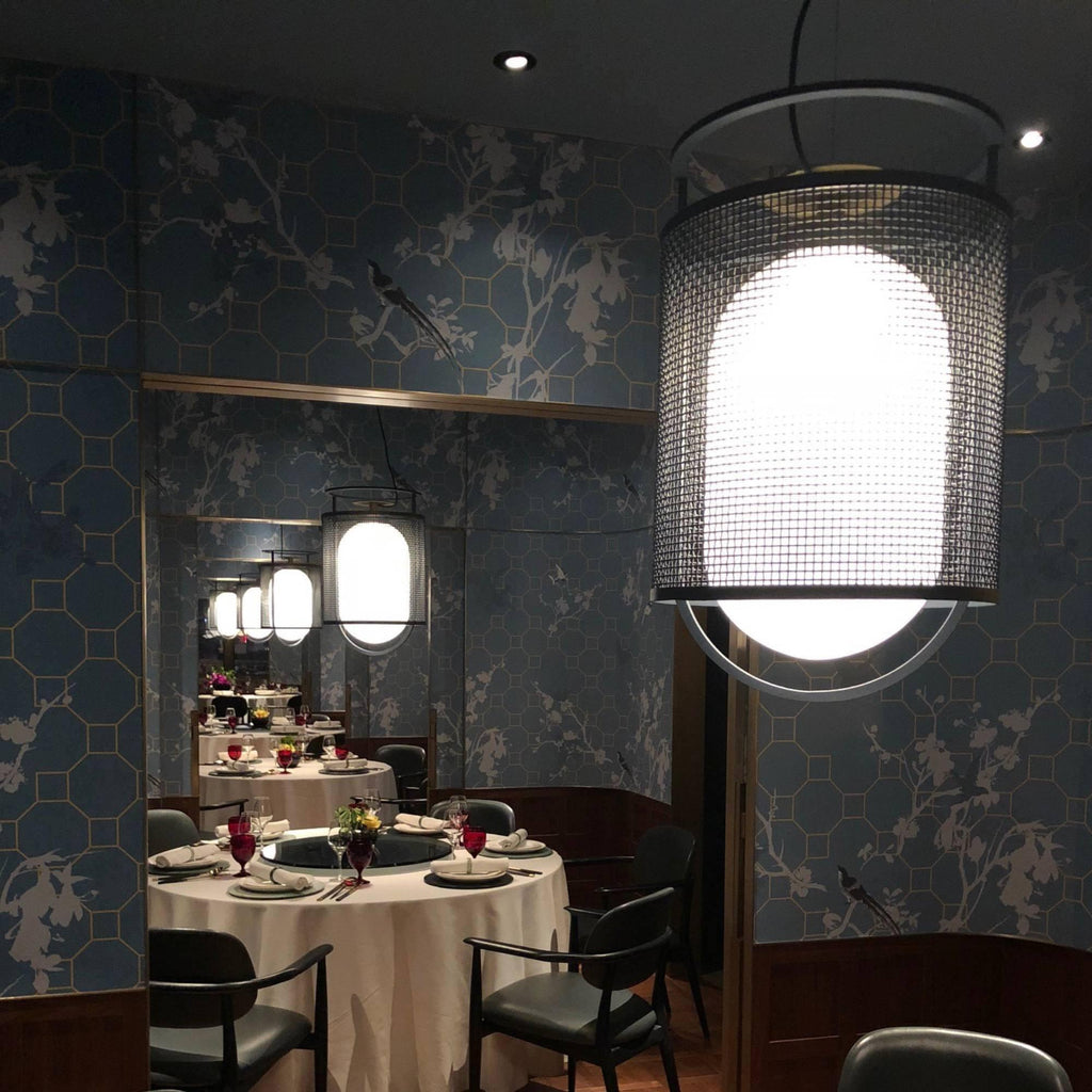 Solara Suspension Cylindre en Maille Accent en Laiton Industriel - Neutralighting