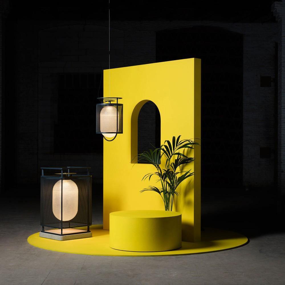 Solara Suspension Cylindre en Maille Accent en Laiton Industriel - Neutralighting