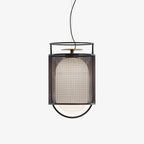 Solara Suspension Cylindre en Maille Accent en Laiton Industriel - Neutralighting