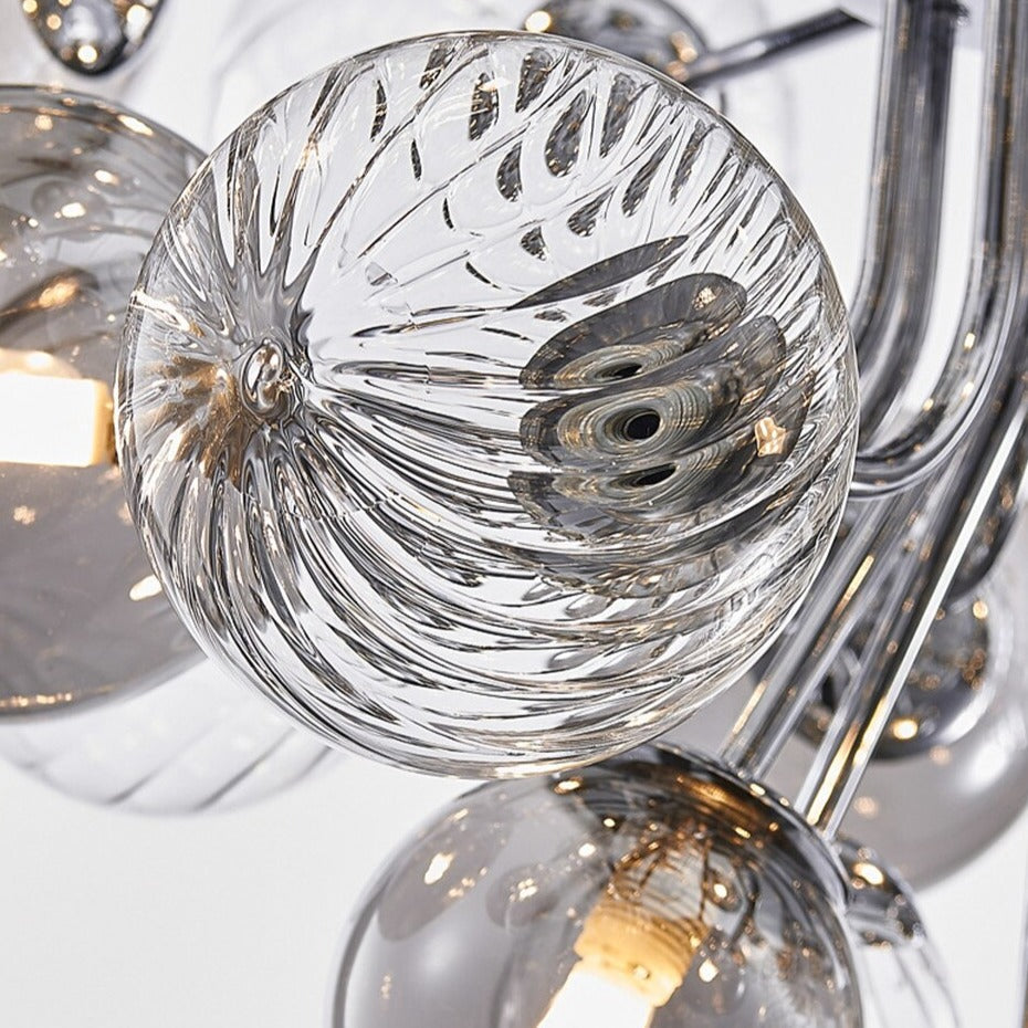 Valentina Lustre Moderne Bulle Grappe Argent Verre Métal Salon - Neutralighting