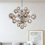 Valentina Lustre Moderne Bulle Grappe Argent Verre Métal Salon - Neutralighting