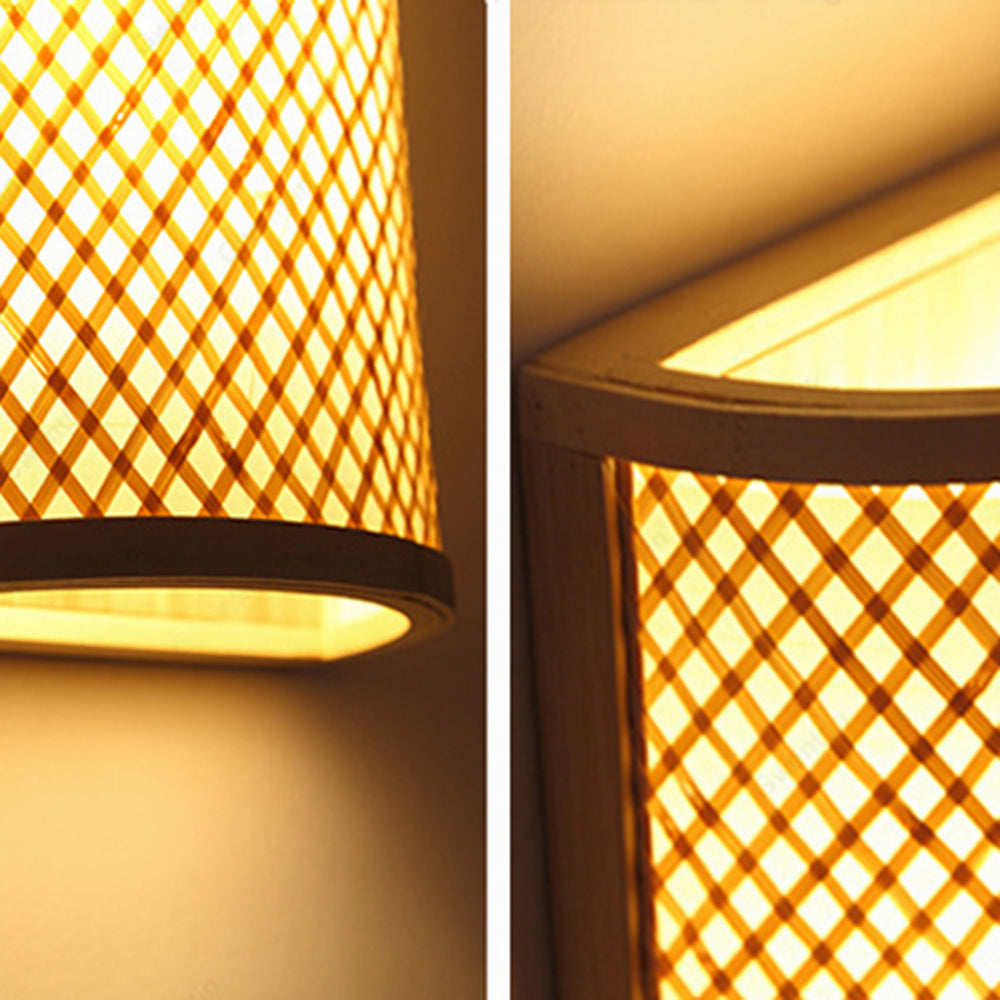 Muto LED Applique Murale Rotin Bambou Naturelle, Rotin/Acrylique, Chambre à Coucher - Neutralighting