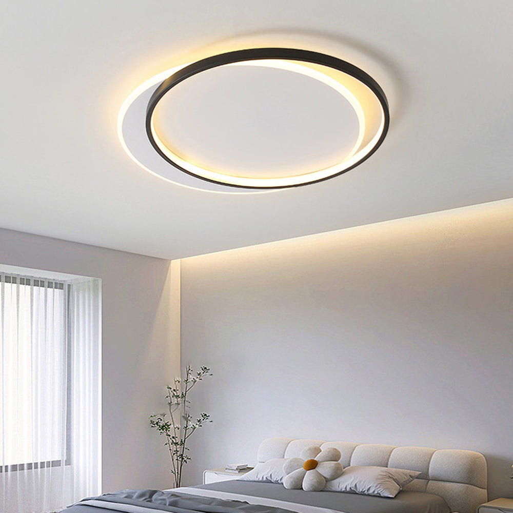 Arisha Plafonnier Carré/Rond Moderne, Métal/Acrylique, Blanc/Noir, Salon - Neutralighting