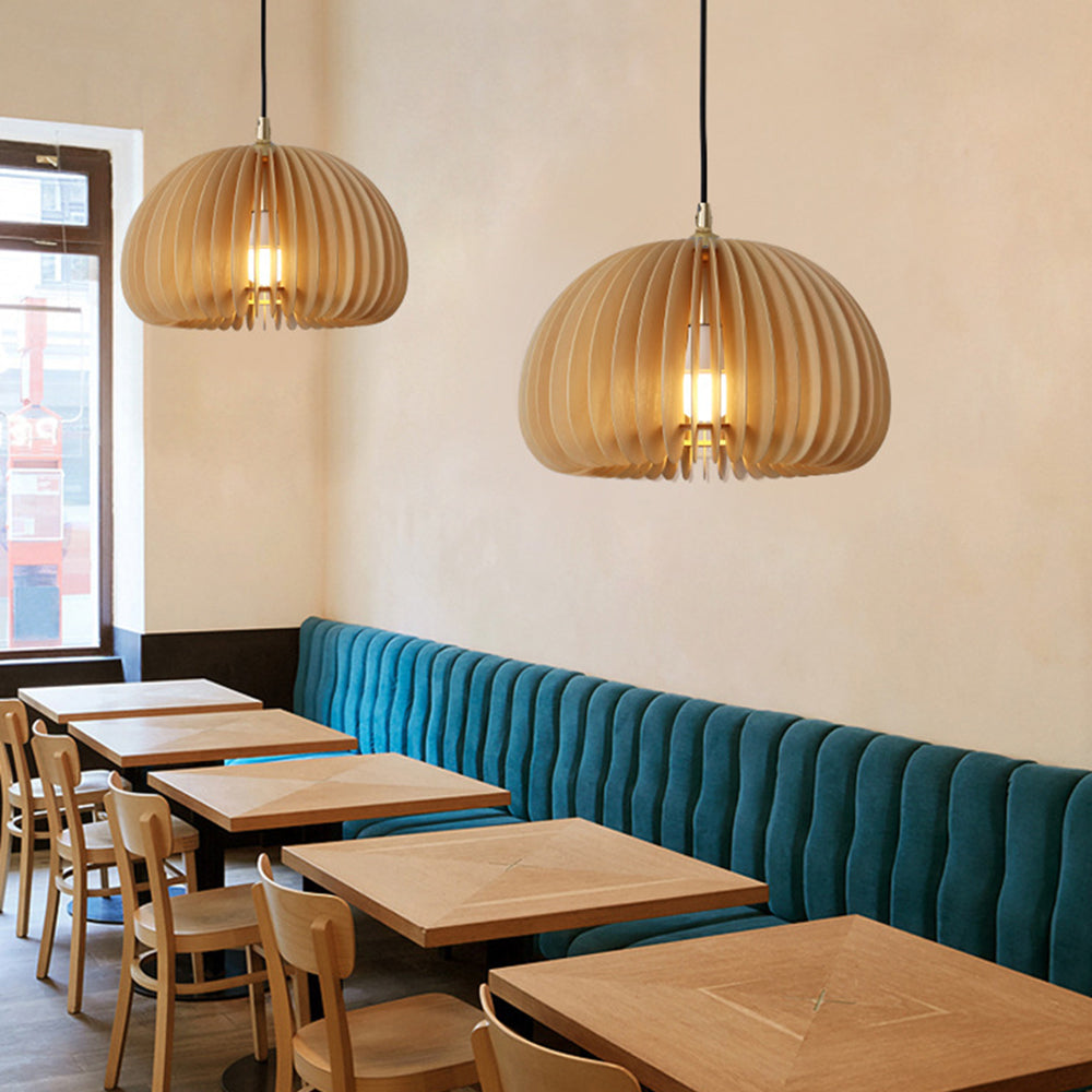 Muto Suspension Citrouille Rustique, Bois/Metal, Bois, Salon - Neutralighting
