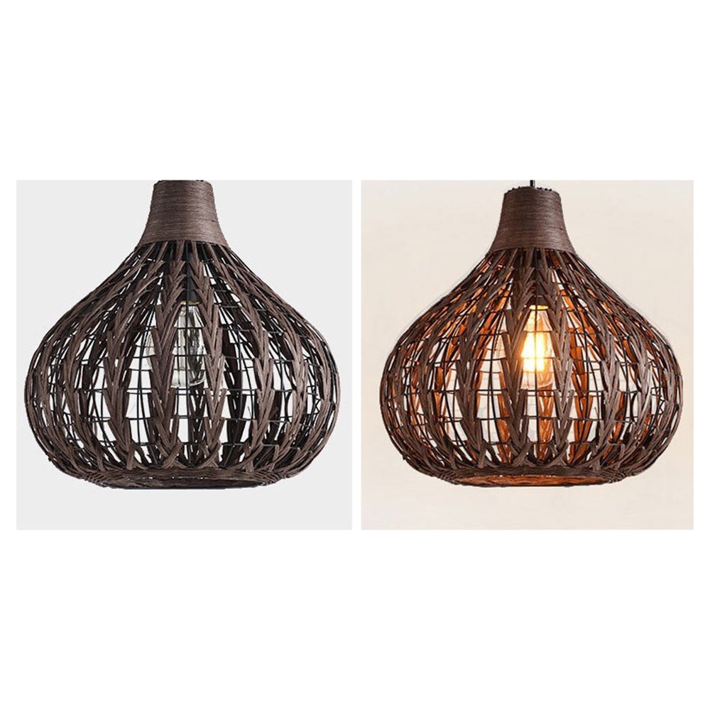 Ritta Suspension Globe Simple, Métal/Rotin, Marron Foncé/Marron Clair, Bar/Cuisine - Neutralighting