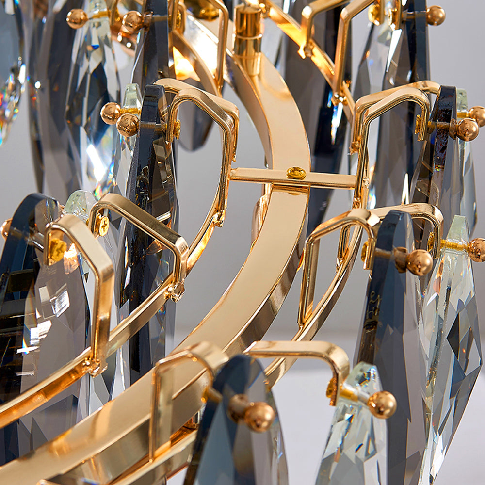 Kristy Suspension Anneau Contemporaine, Métal/Cristal, Noir/Or, Chambre à Coucher/Salle à Manger - Neutralighting