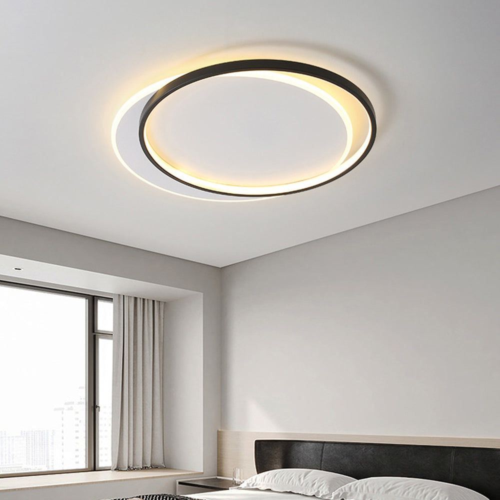 Arisha Plafonnier Carré/Rond Moderne, Métal/Acrylique, Blanc/Noir, Salon - Neutralighting