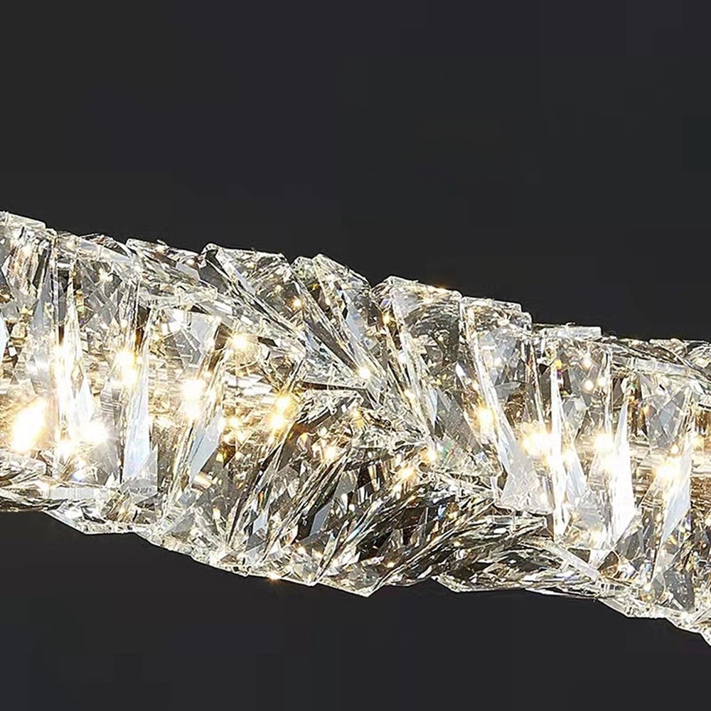 Kristy Suspension Linéaire Simple, Acier/Cristal, Or/Argent, Bar/Cuisine - Neutralighting