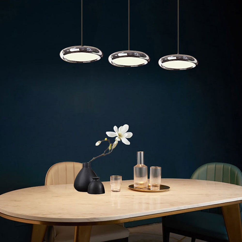 Arisha Suspension Ronde Moderne, Métal/Acrylique, Argent/Or/Rose Rouge, Salon - Neutralighting