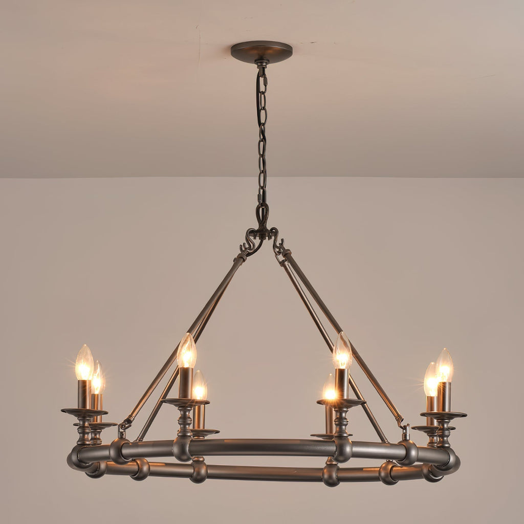 Unite Lustre Rond Industriel Vintage En Métal Doré - Neutralighting