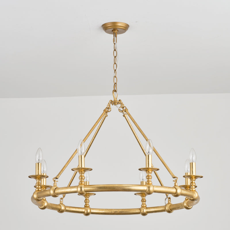 Unite Lustre Rond Industriel Vintage En Métal Doré - Neutralighting