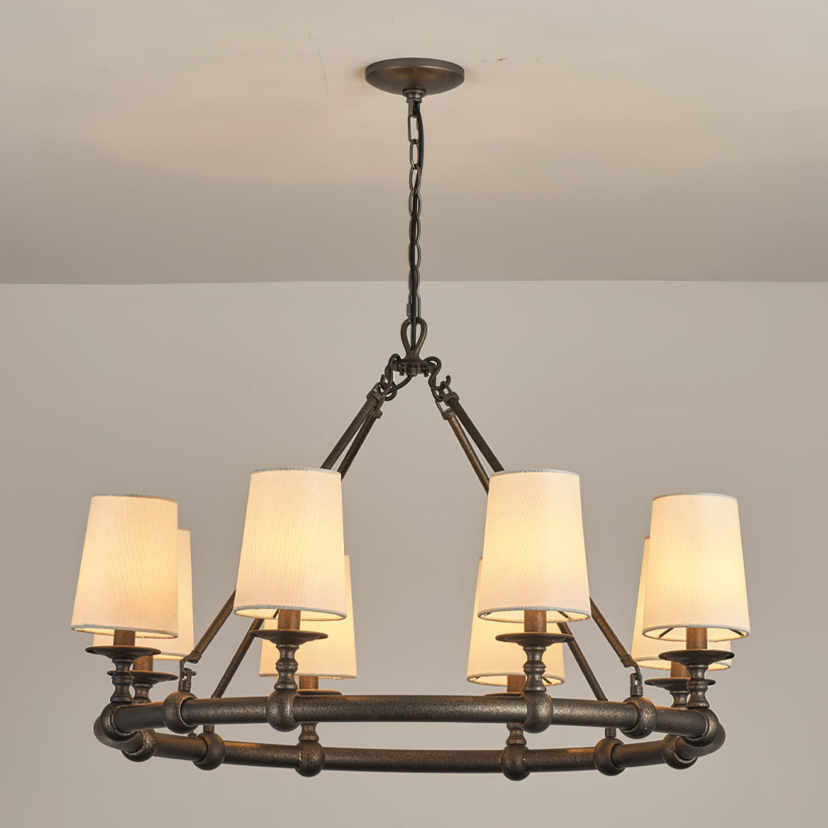Unite Lustre Rond Industriel Vintage En Métal Doré - Neutralighting