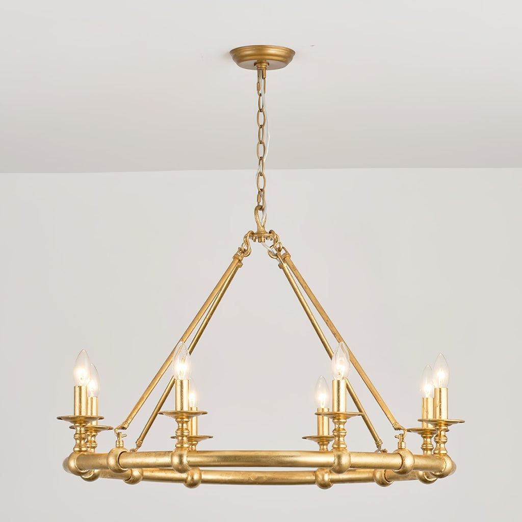 Unite Lustre Rond Industriel Vintage En Métal Doré - Neutralighting