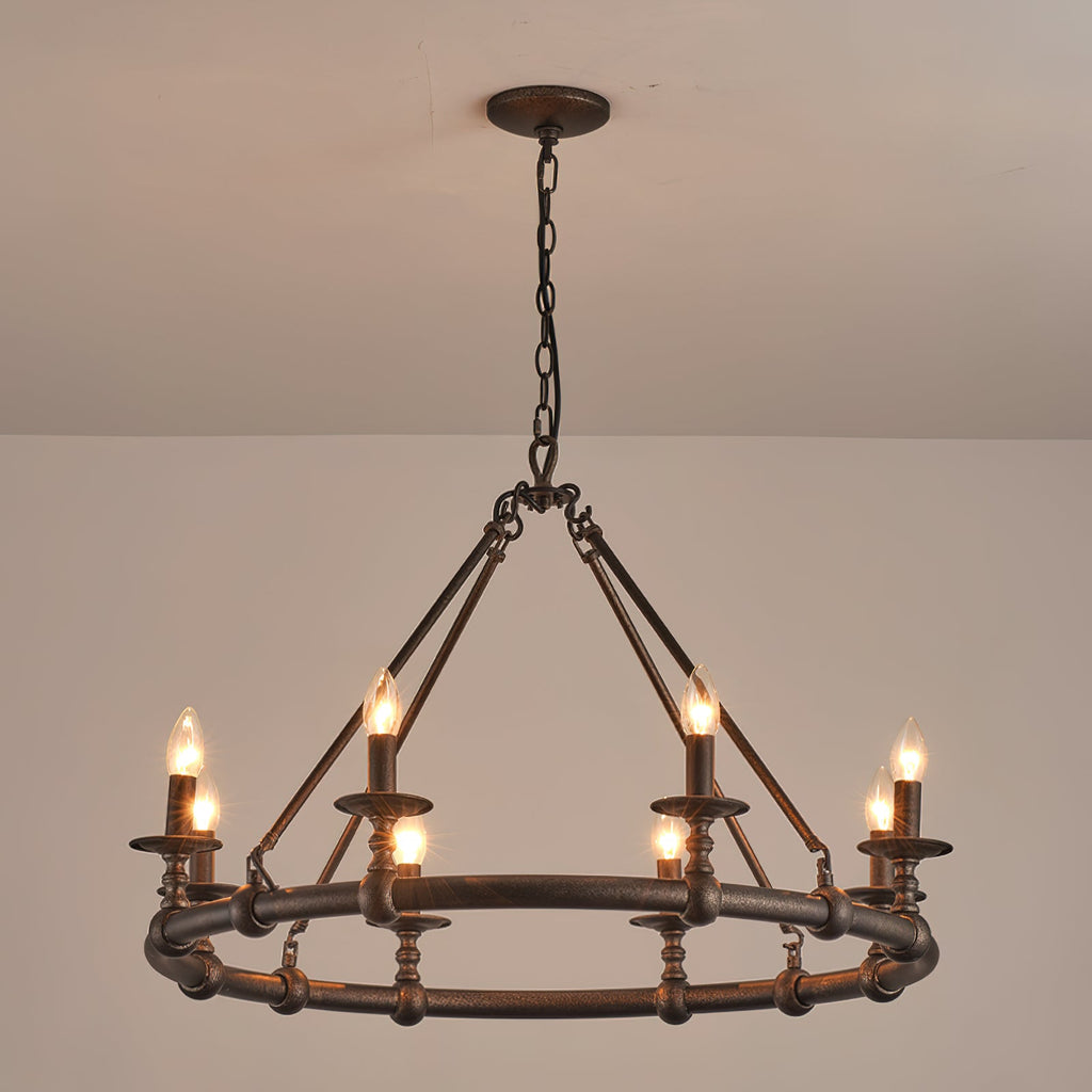 Unite Lustre Rond Industriel Vintage En Métal Doré - Neutralighting