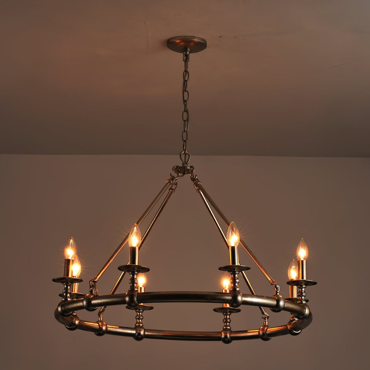 Unite Lustre Rond Industriel Vintage En Métal Doré - Neutralighting