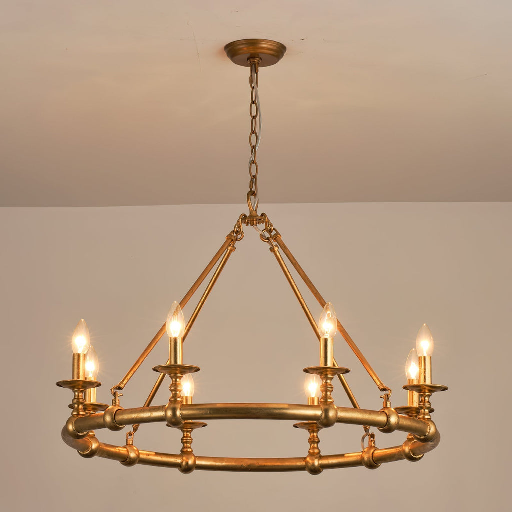 Unite Lustre Rond Industriel Vintage En Métal Doré - Neutralighting