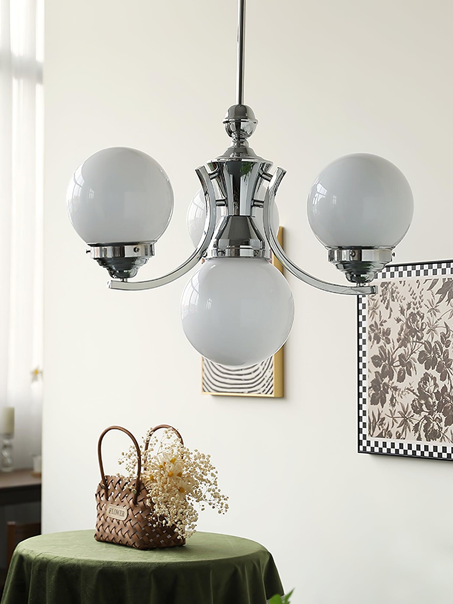 Lustra Chandelier Globe Chrome Moderne 5-Lumières - Neutralighting
