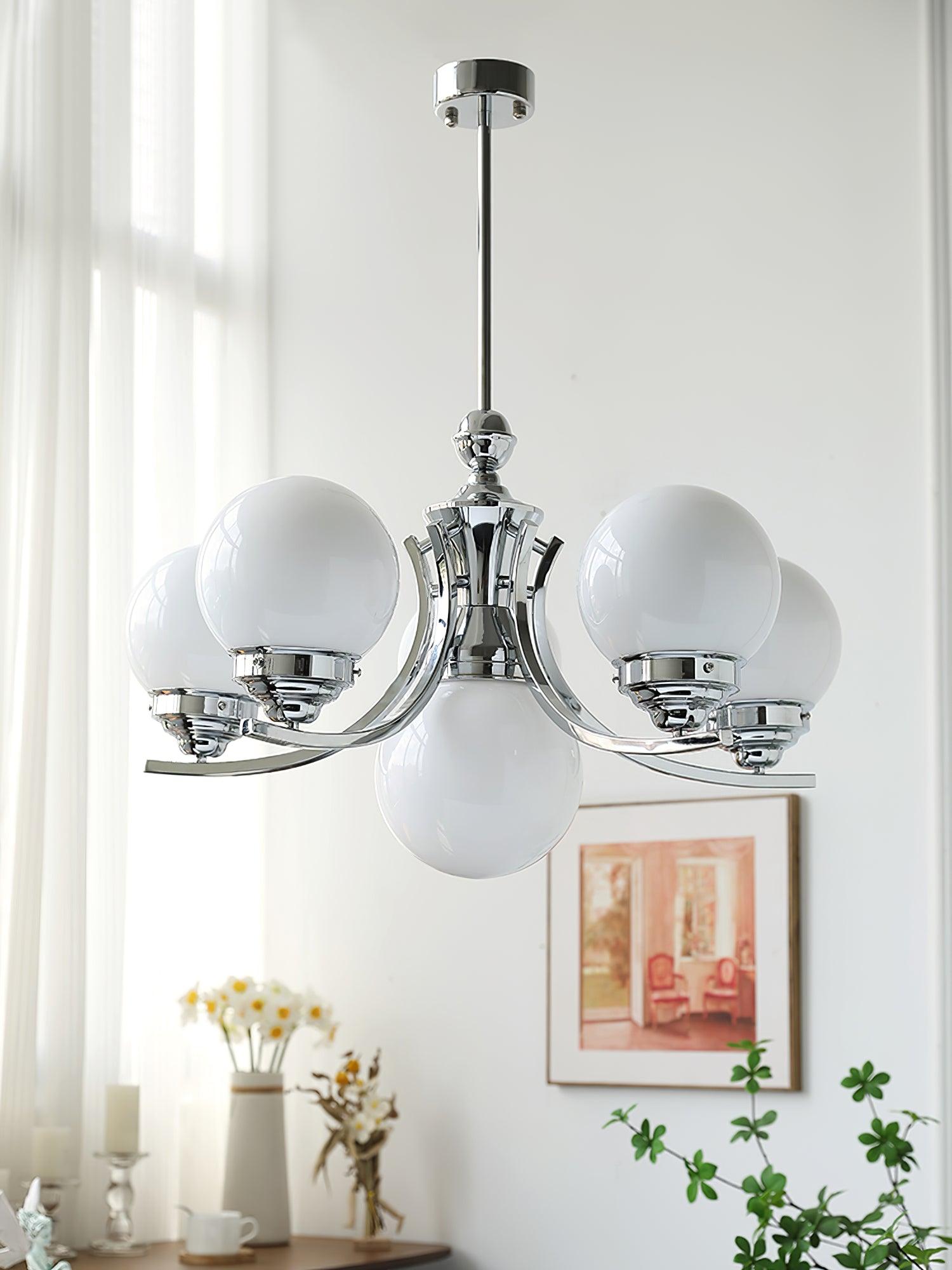 Lustra Chandelier Globe Chrome Moderne 5-Lumières - Neutralighting