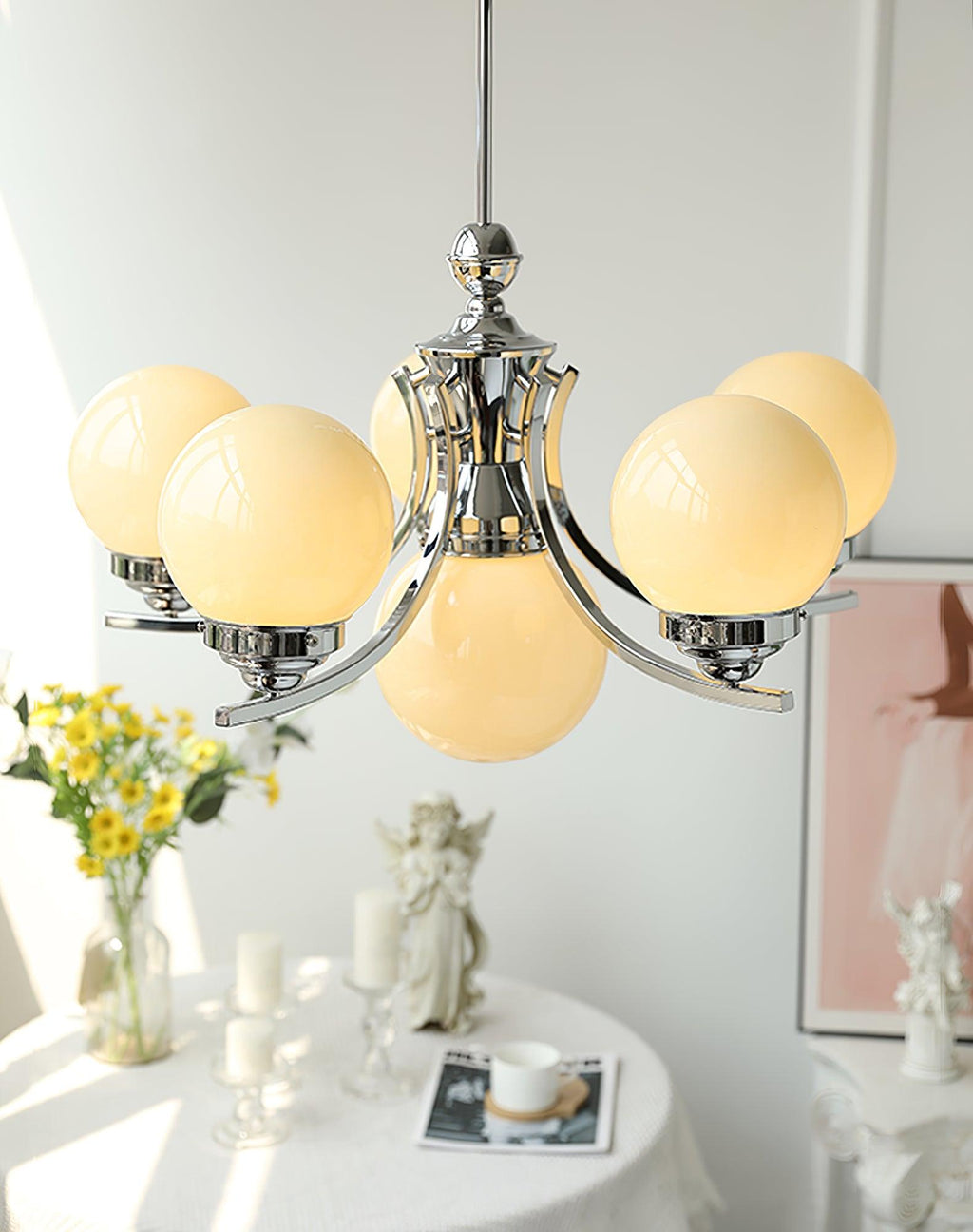 Lustra Chandelier Globe Chrome Moderne 5-Lumières - Neutralighting