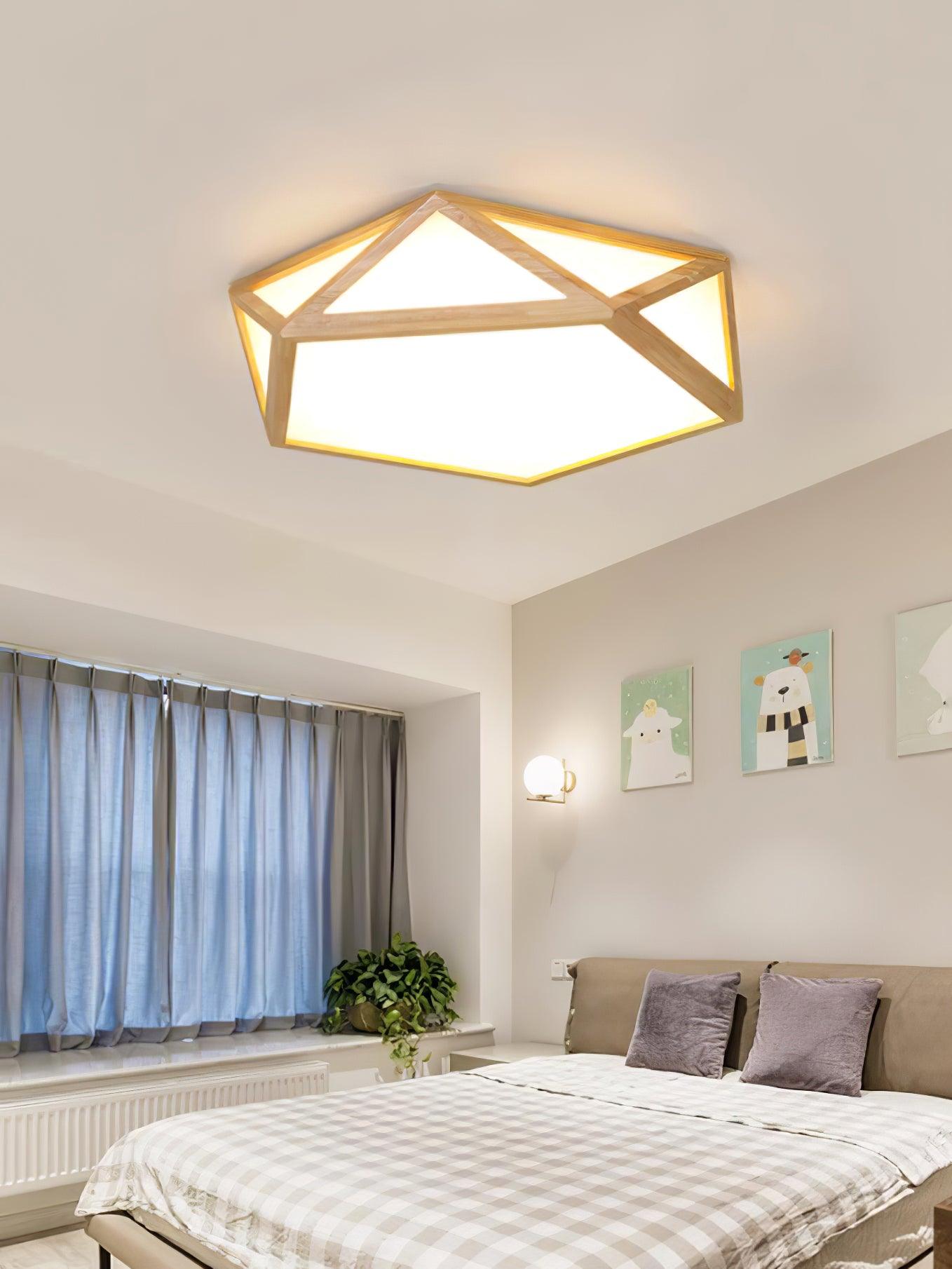 Solara Plafonnier en bois diamant géométrique moderne - Neutralighting