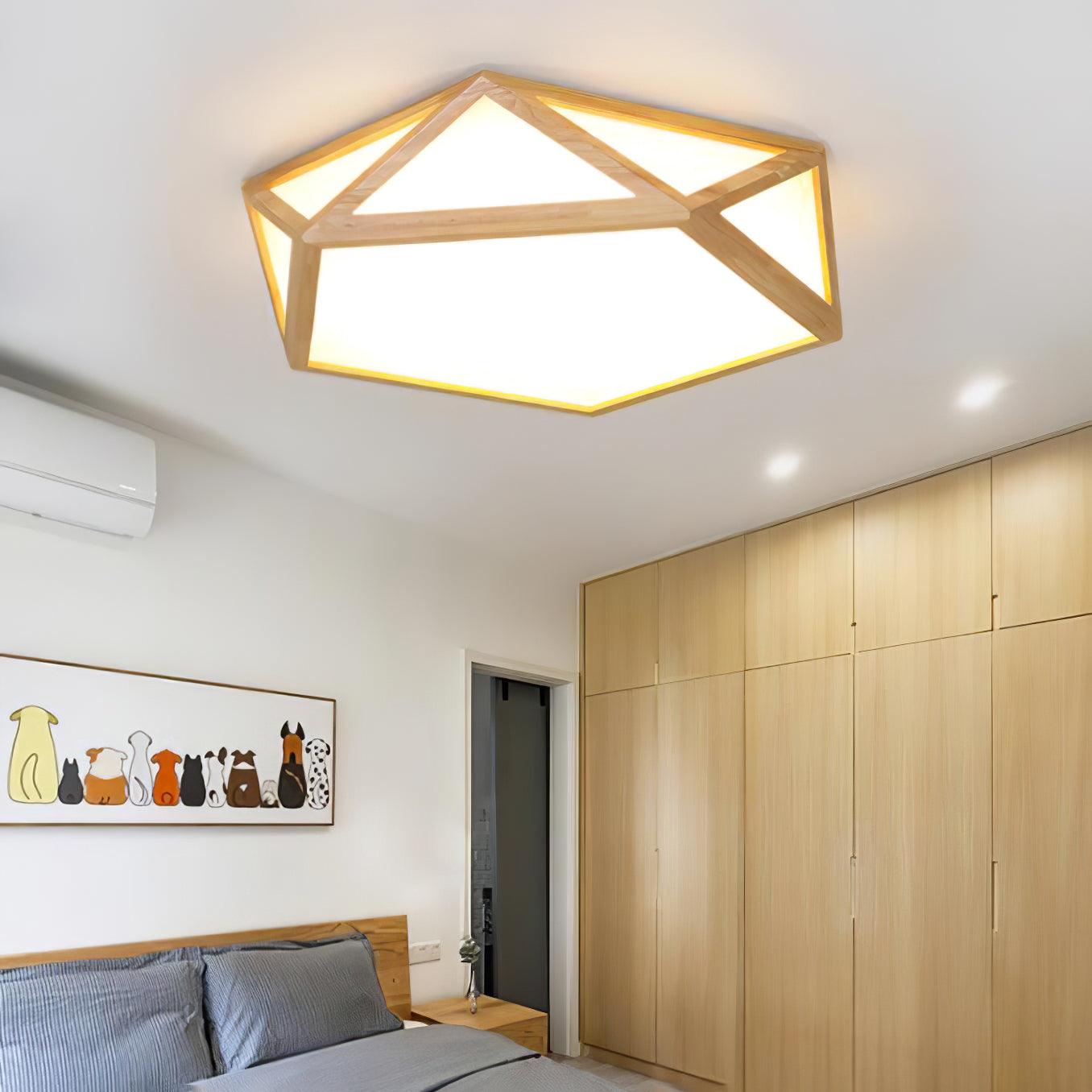 Solara Plafonnier en bois diamant géométrique moderne - Neutralighting