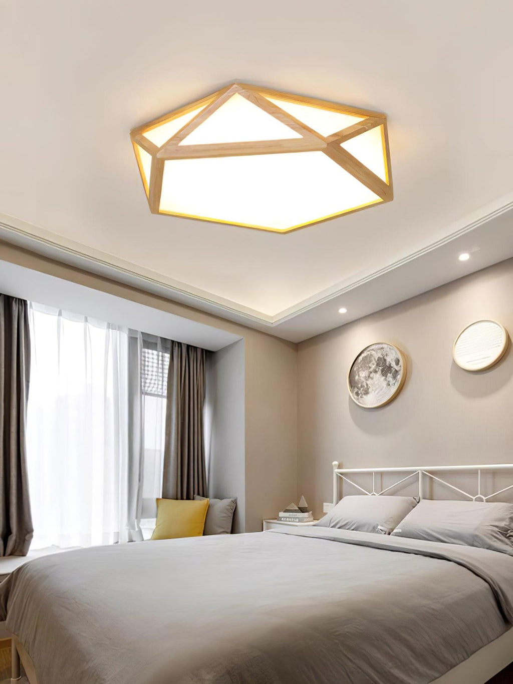 Solara Plafonnier en bois diamant géométrique moderne - Neutralighting