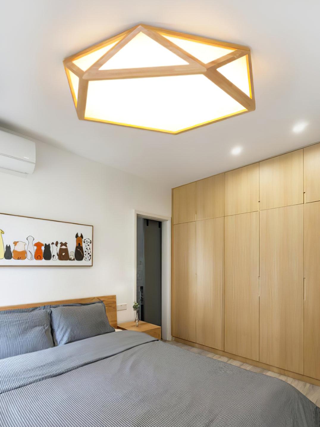 Solara Plafonnier en bois diamant géométrique moderne - Neutralighting