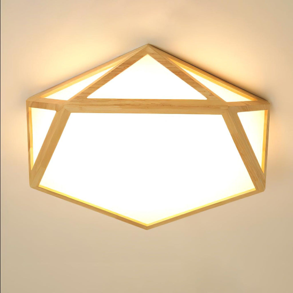 Solara Plafonnier en bois diamant géométrique moderne - Neutralighting