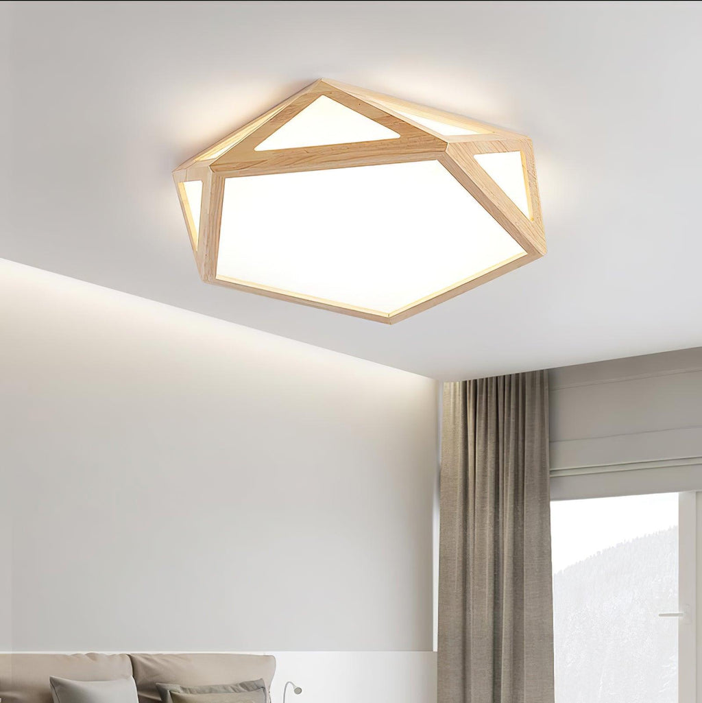 Solara Plafonnier en bois diamant géométrique moderne - Neutralighting