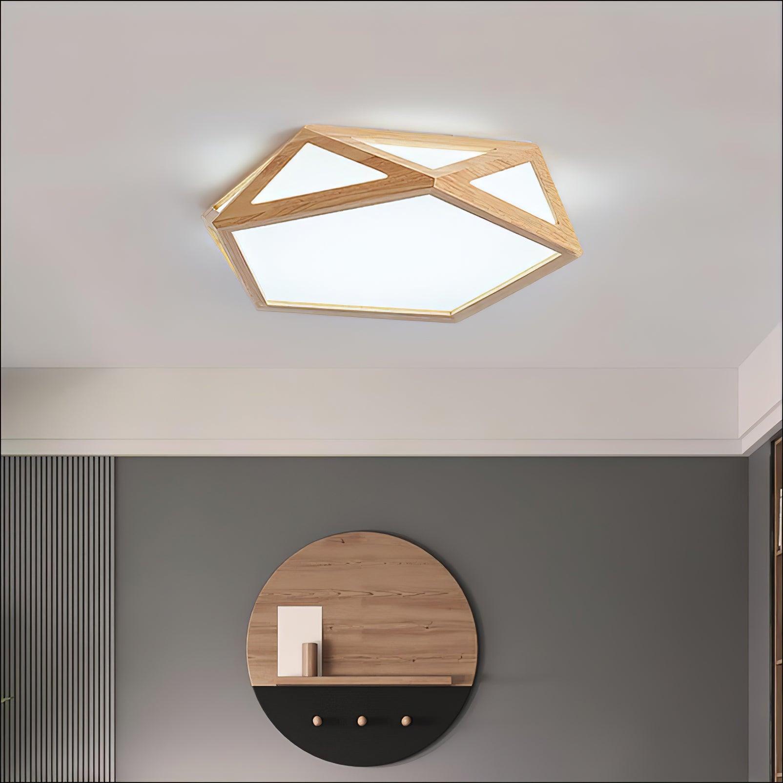 Solara Plafonnier en bois diamant géométrique moderne - Neutralighting
