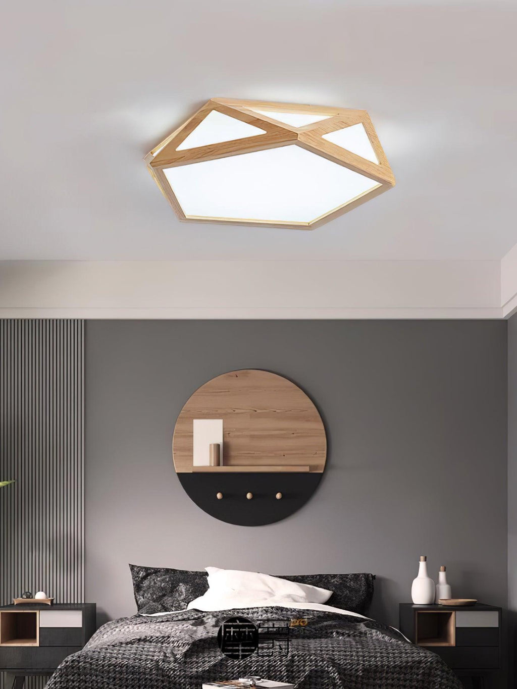 Solara Plafonnier en bois diamant géométrique moderne - Neutralighting