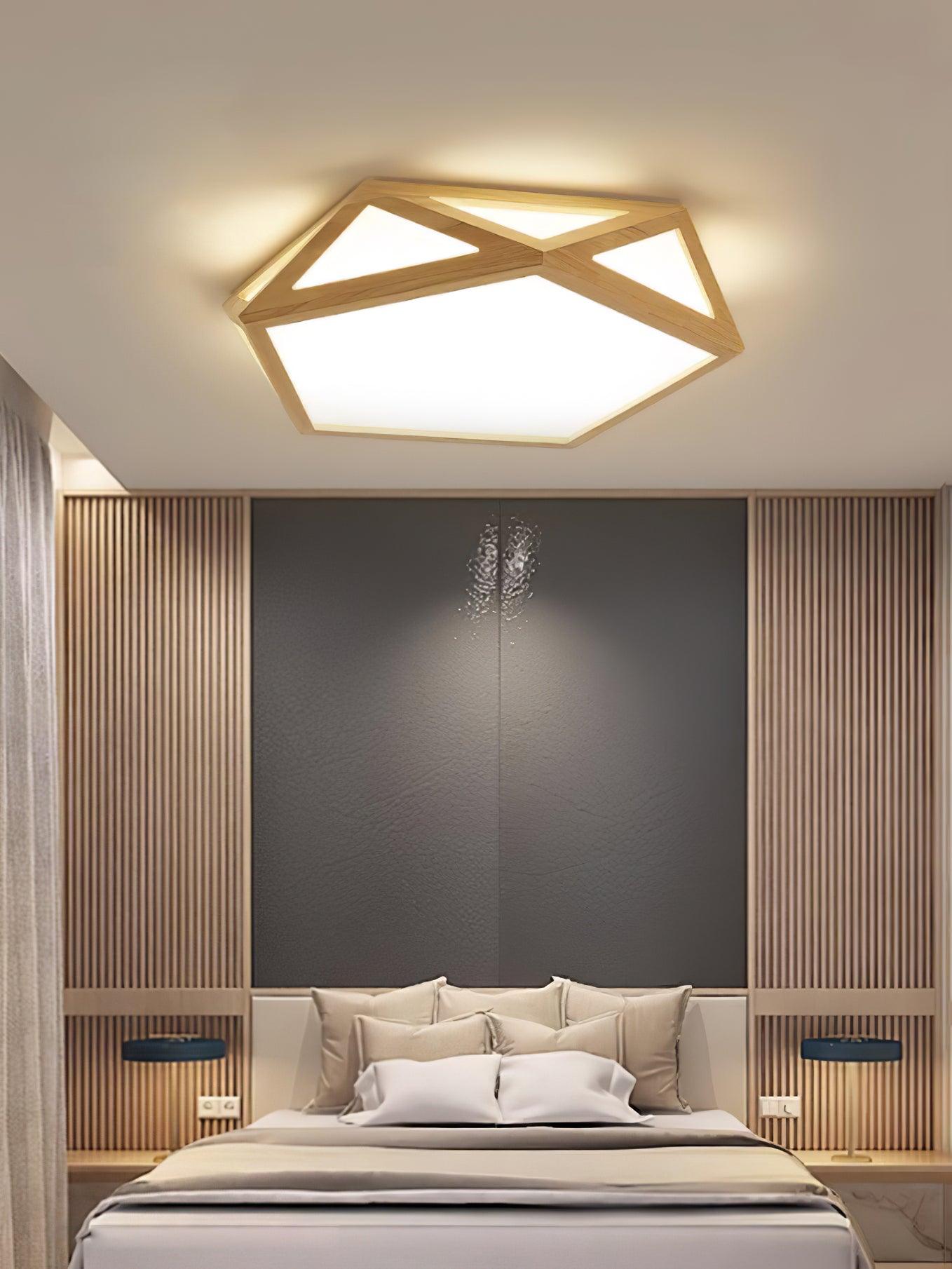 Solara Plafonnier en bois diamant géométrique moderne - Neutralighting