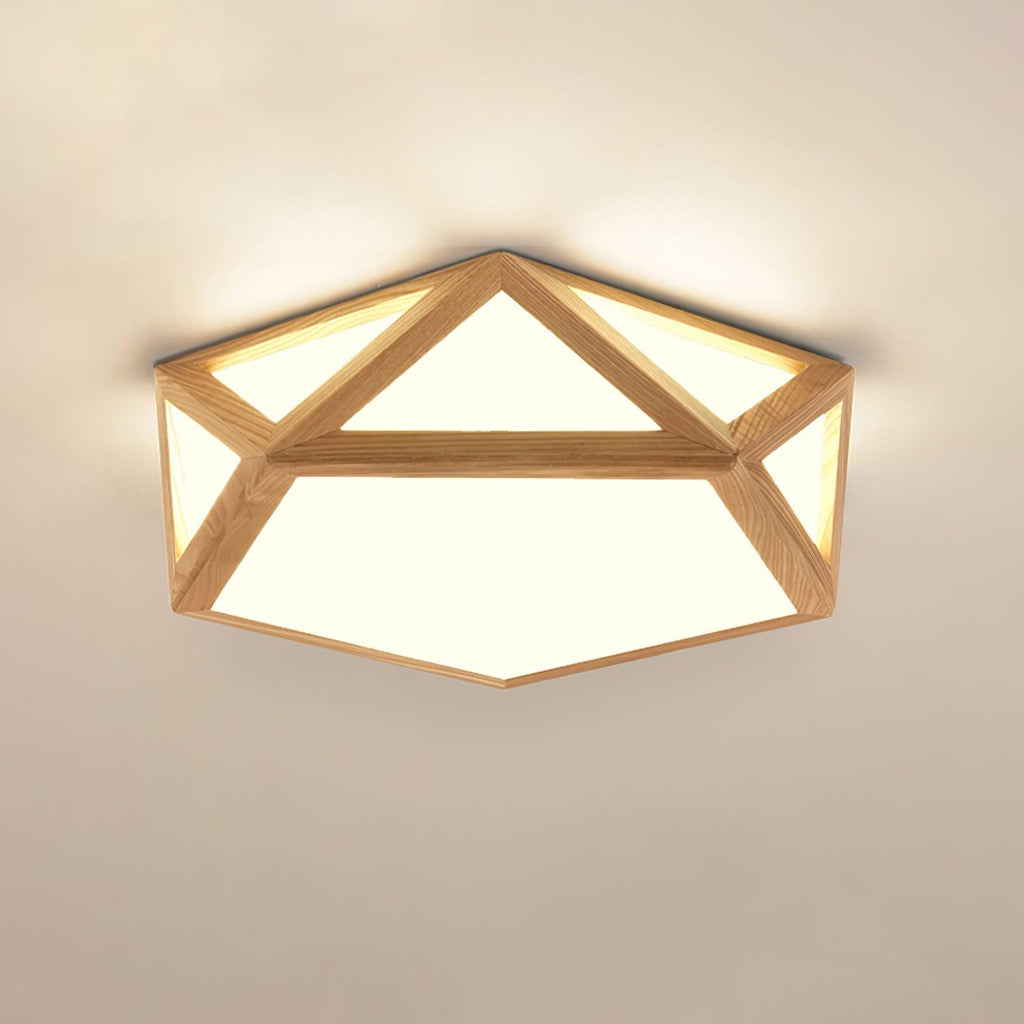 Solara Plafonnier en bois diamant géométrique moderne - Neutralighting