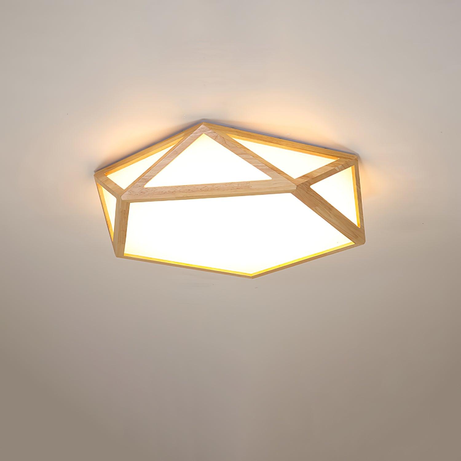 Solara Plafonnier en bois diamant géométrique moderne - Neutralighting