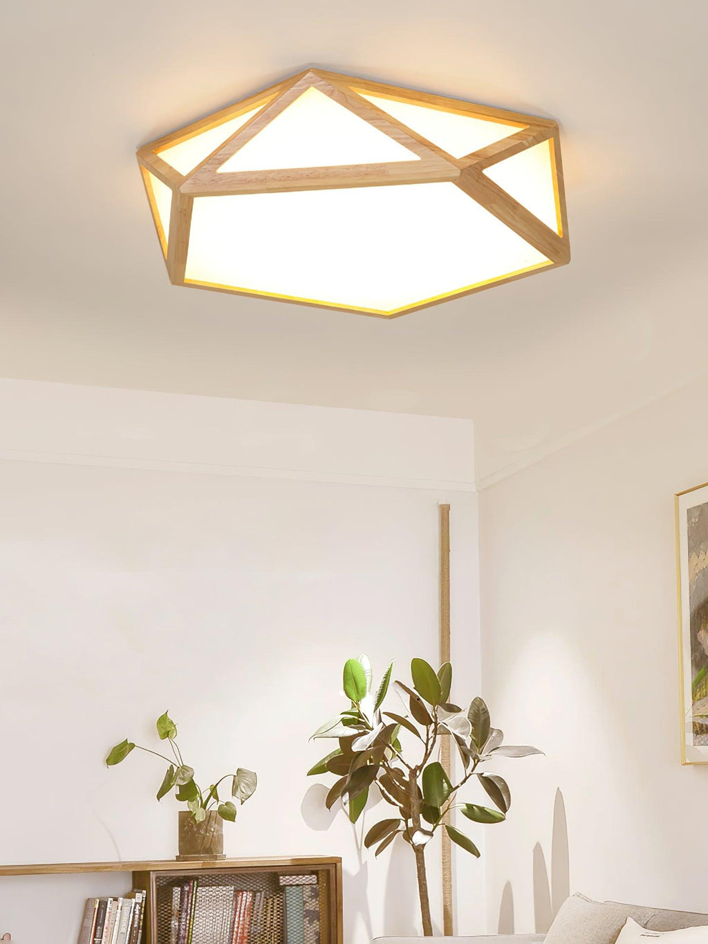 Solara Plafonnier en bois diamant géométrique moderne - Neutralighting