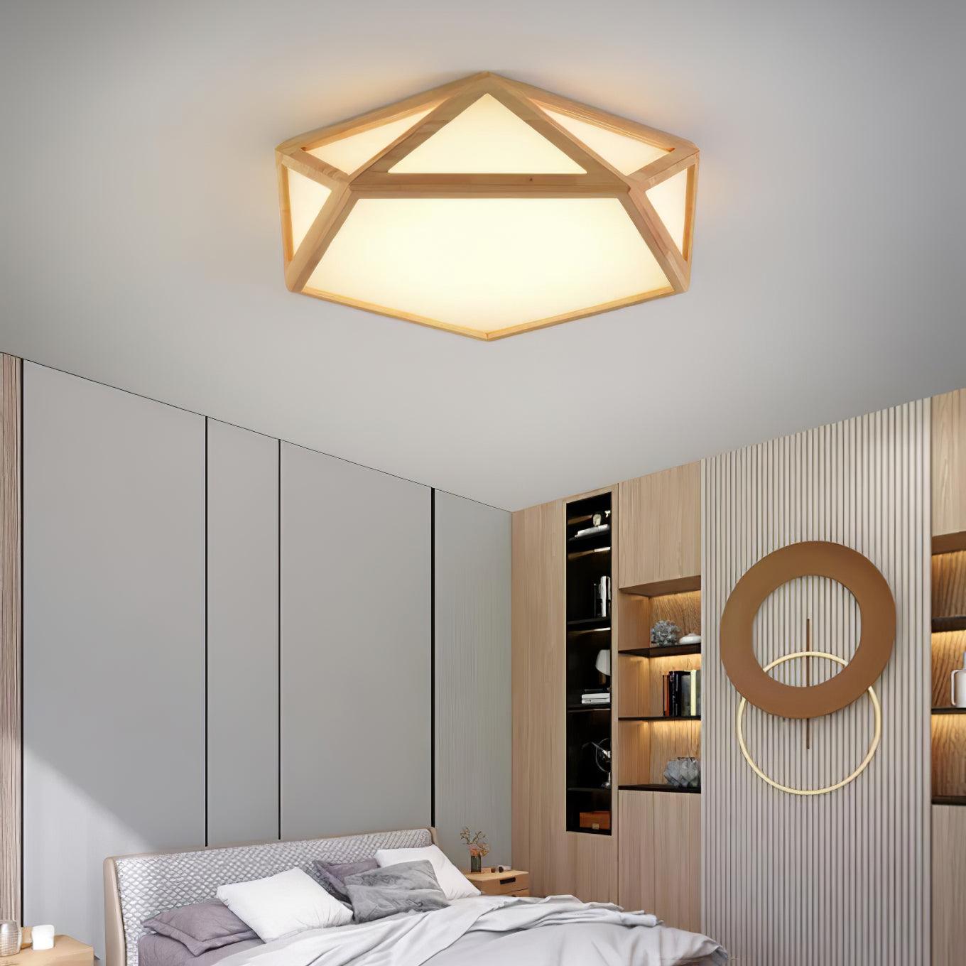 Solara Plafonnier en bois diamant géométrique moderne - Neutralighting
