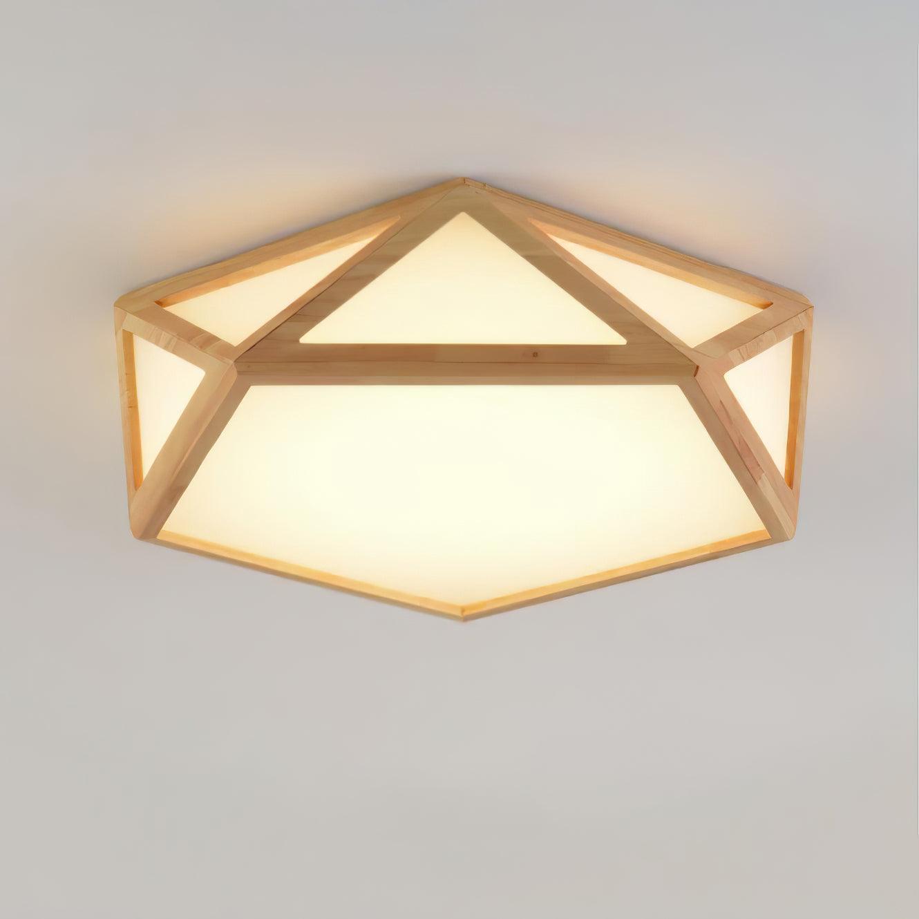 Solara Plafonnier en bois diamant géométrique moderne - Neutralighting