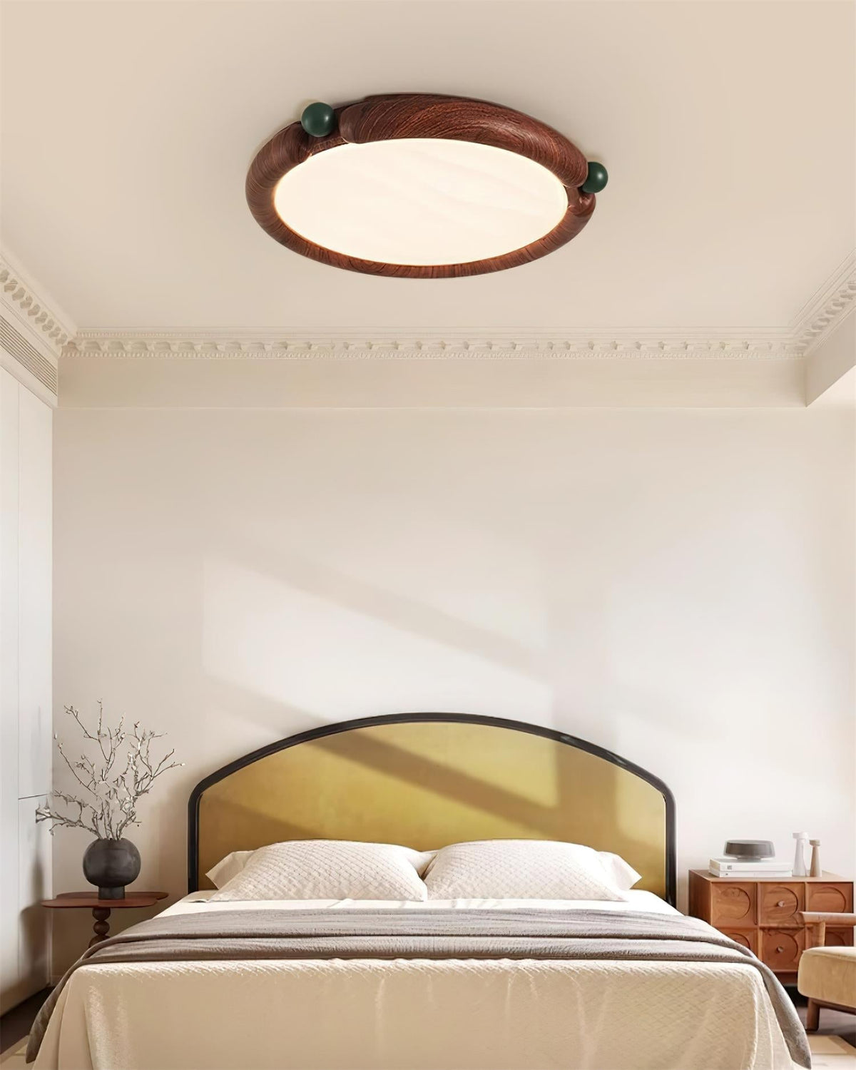 Virelli Lampe de Plafond Panneau Acrylique Rond Bois de Noyer Résine A/B Modèle Naturel - Neutralighting