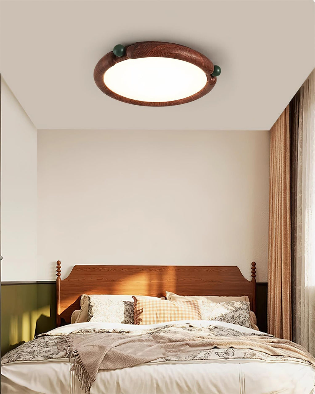 Virelli Lampe de Plafond Panneau Acrylique Rond Bois de Noyer Résine A/B Modèle Naturel - Neutralighting