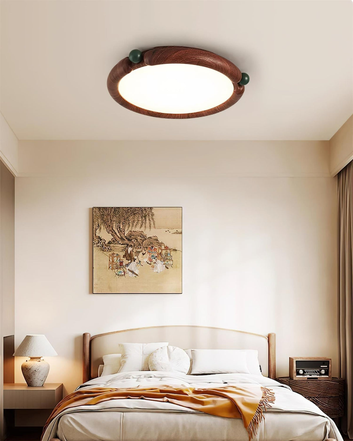 Virelli Lampe de Plafond Panneau Acrylique Rond Bois de Noyer Résine A/B Modèle Naturel - Neutralighting
