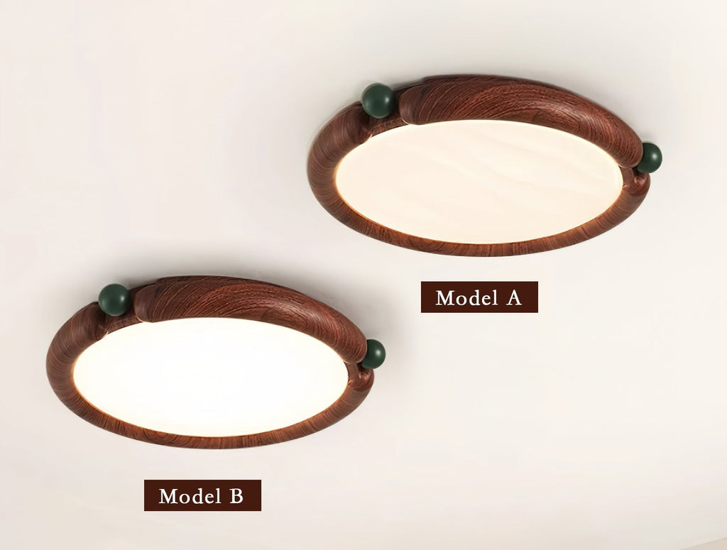 Virelli Lampe de Plafond Panneau Acrylique Rond Bois de Noyer Résine A/B Modèle Naturel - Neutralighting