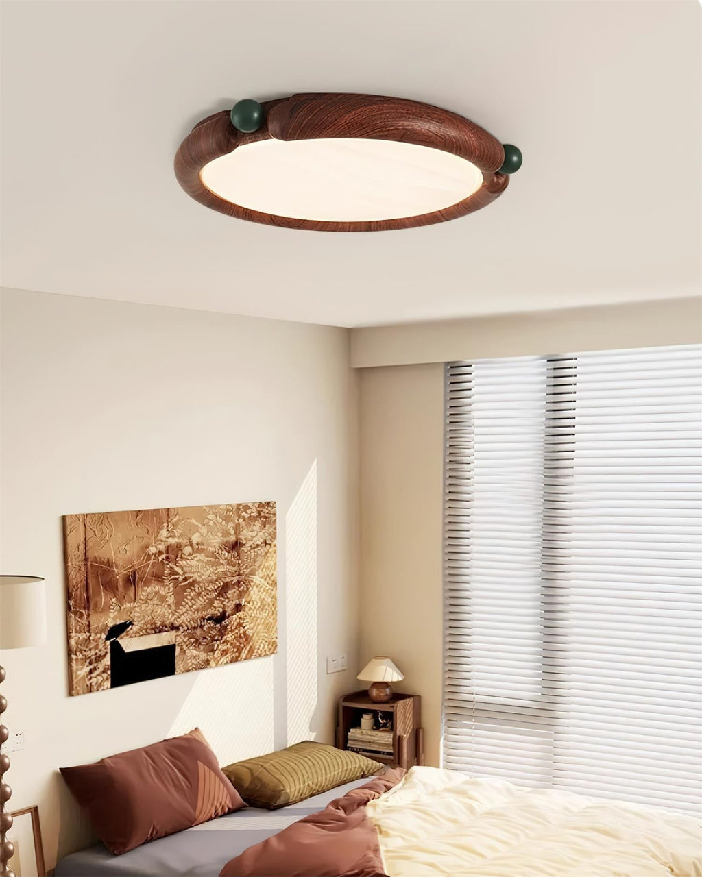 Virelli Lampe de Plafond Panneau Acrylique Rond Bois de Noyer Résine A/B Modèle Naturel - Neutralighting