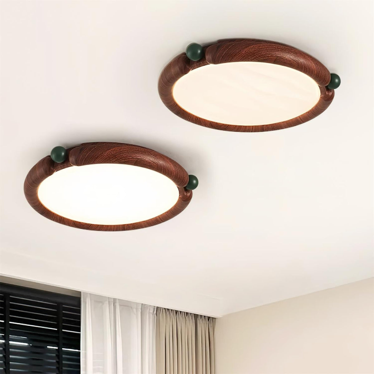 Virelli Lampe de Plafond Panneau Acrylique Rond Bois de Noyer Résine A/B Modèle Naturel - Neutralighting
