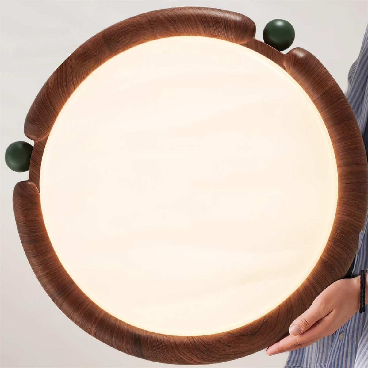 Virelli Lampe de Plafond Panneau Acrylique Rond Bois de Noyer Résine A/B Modèle Naturel - Neutralighting