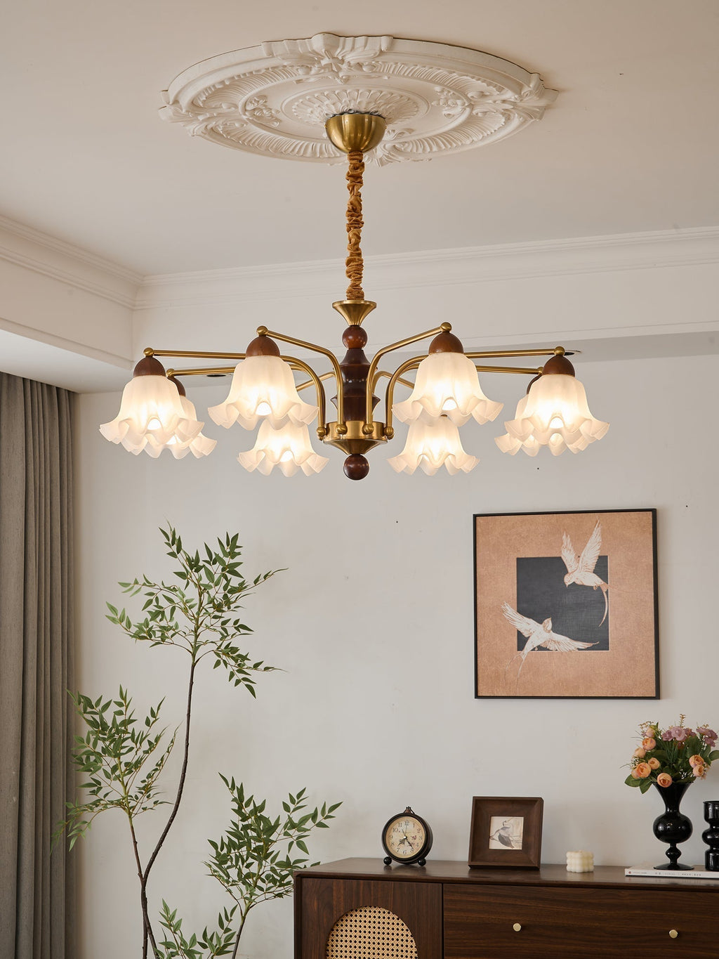 Lylaeen Lustre Vintage Élégant en Verre et Bois - Neutralighting